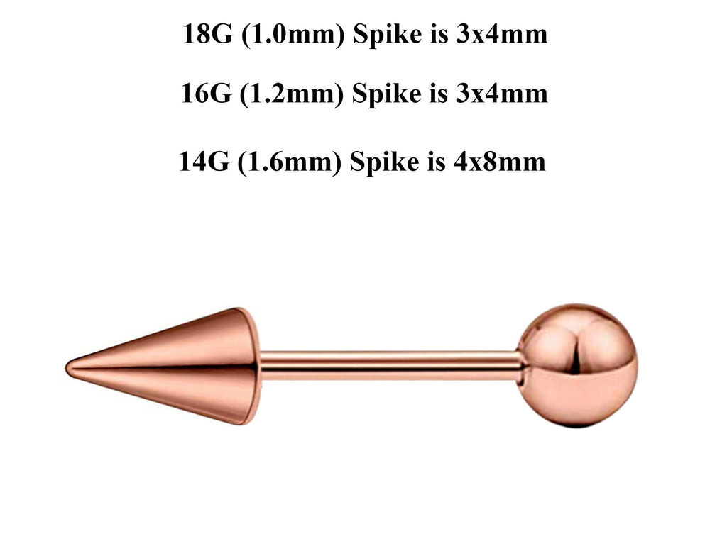 Rose Gold Barbell Stud: Surgical Steel Industrial Piercing 18g 16g 14g