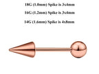 Rose Gold Barbell Stud: Surgical Steel Industrial Piercing 18g 16g 14g