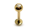 14K Gold Labret Studs Lip Piercing with Gem Balls - Body Jewellery 16G Flat Back Tragus, Helix Cartilage Jewelry - 1pc each order