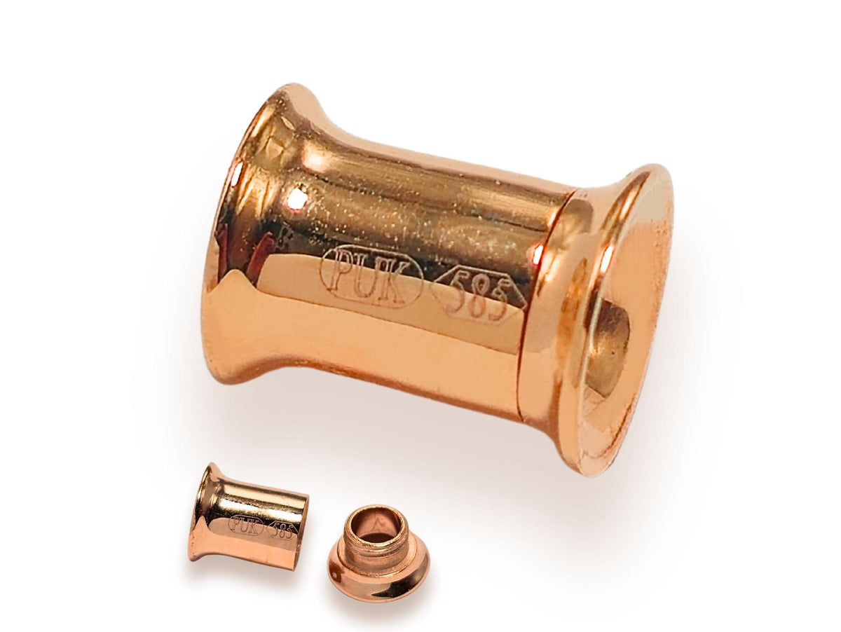 14K Gold Ear Stretching Plugs: Rose & White Gold Tunnels, 2G-00G