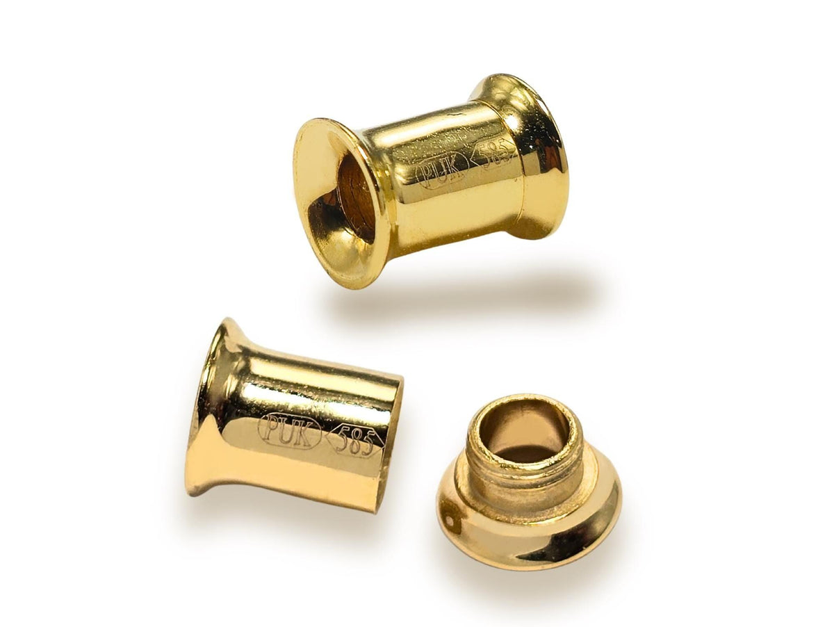 14K Gold Ear Stretching Plugs: Rose & White Gold Tunnels, 2G-00G