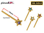 18K Gold Star Nose Pin: Crystal Accent, 23g