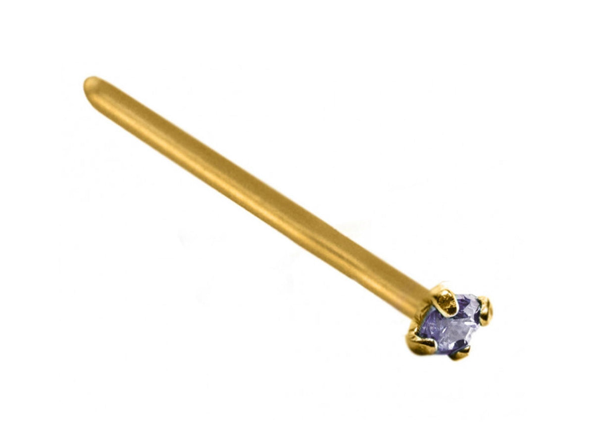 18K Gold Nose Stud: Square Crystal Piercing Jewelry