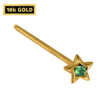 18K Gold Star Nose Pin: Crystal Accent, 23g
