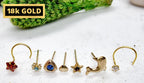 18K Gold Nose Pin: Crescent Moon Piercing Stud