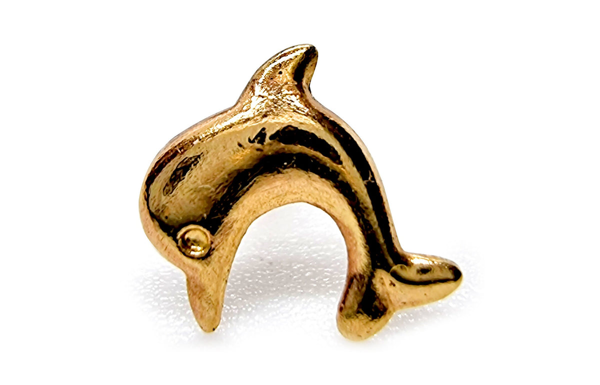 18K Gold Pin Dolphin Design - Finest Quality in Gold Nose Jewelry