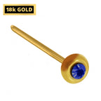18K Gold Nose Pin: CZ Crystal Stud (23g)