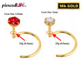 18K Gold Nose Ring: Hand-Set Crystal, 25g