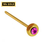 18K Gold Nose Pin: CZ Crystal Stud (23g)