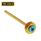 18K Gold Nose Pin: CZ Crystal Stud (23g)