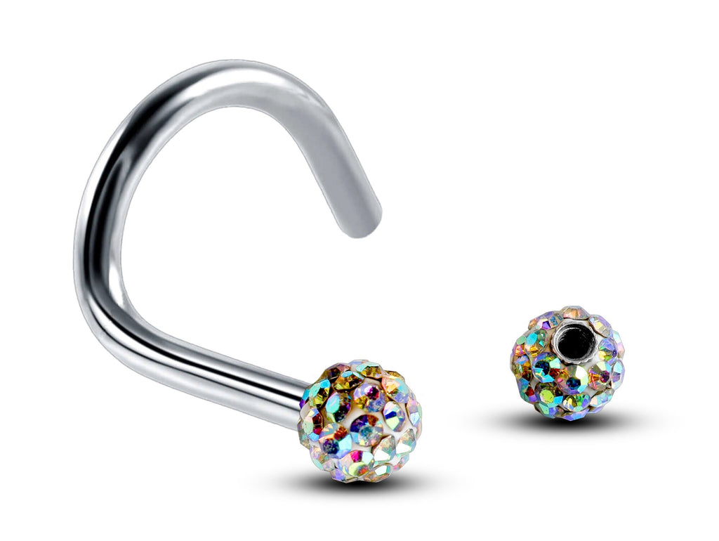 Ferido Crystal Nose Stud: Surgical Steel Nostril Screw Ring (18G, 16G)