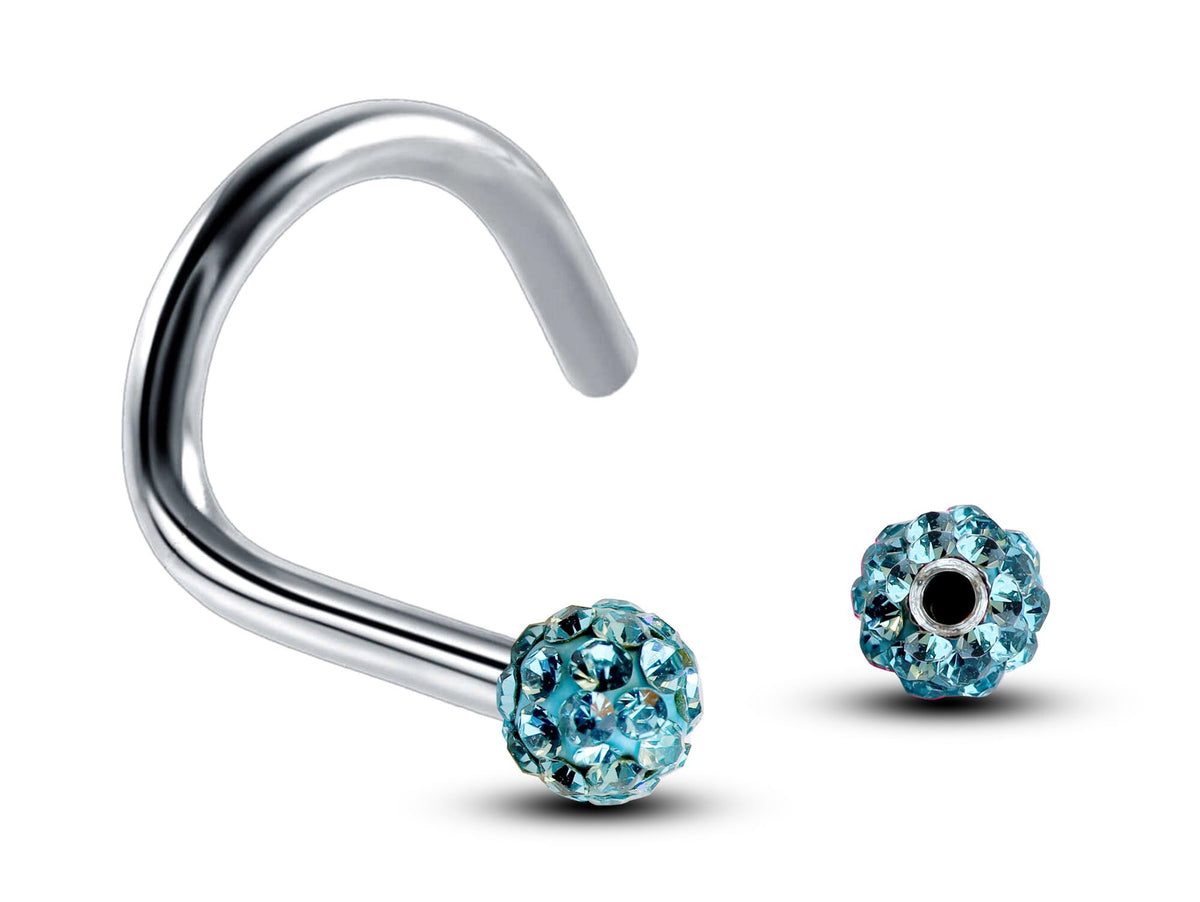 Ferido Crystal Nose Stud: Surgical Steel Nostril Screw Ring (18G, 16G)