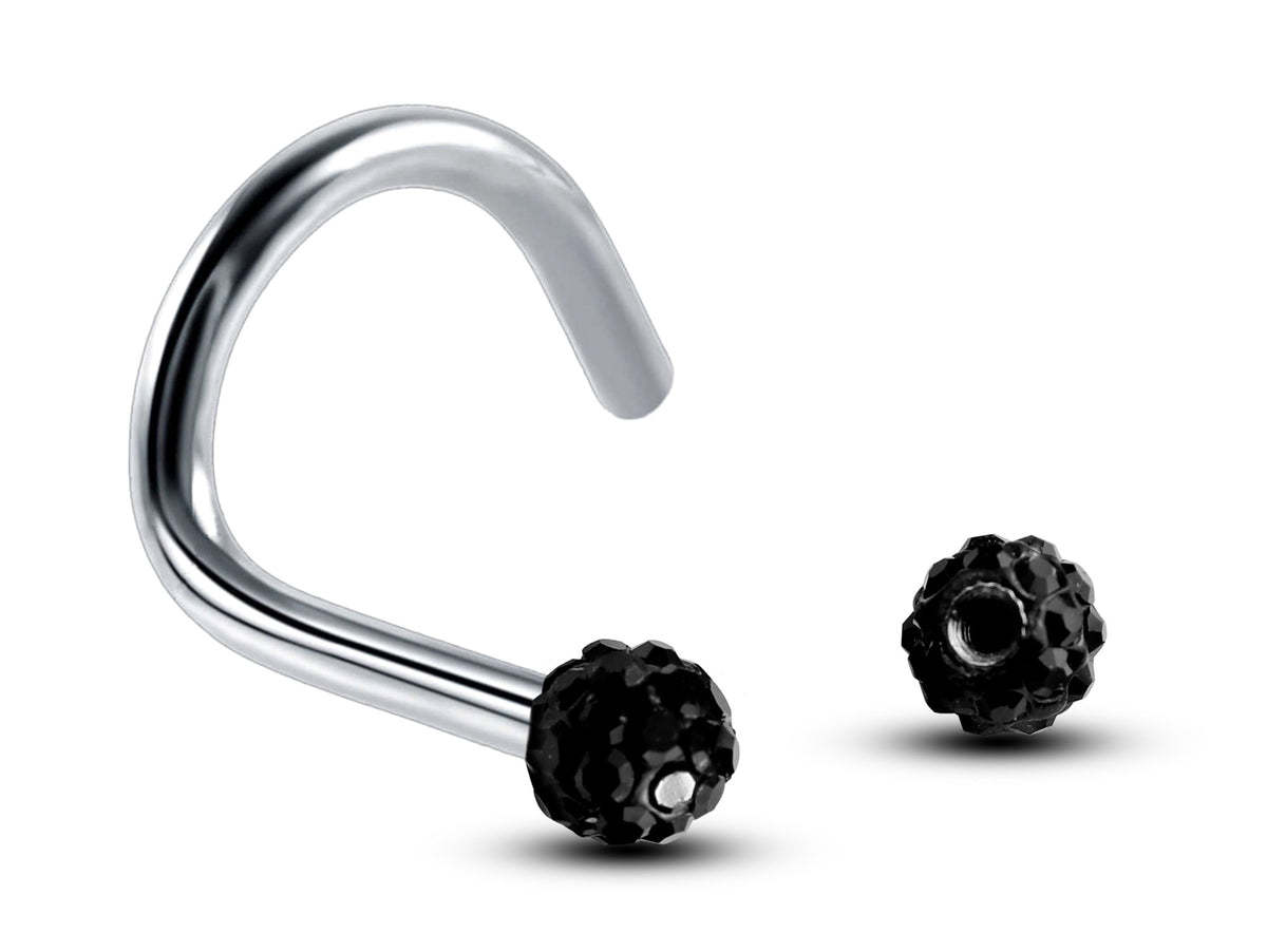 Ferido Crystal Nose Stud: Surgical Steel Nostril Screw Ring (18G, 16G)