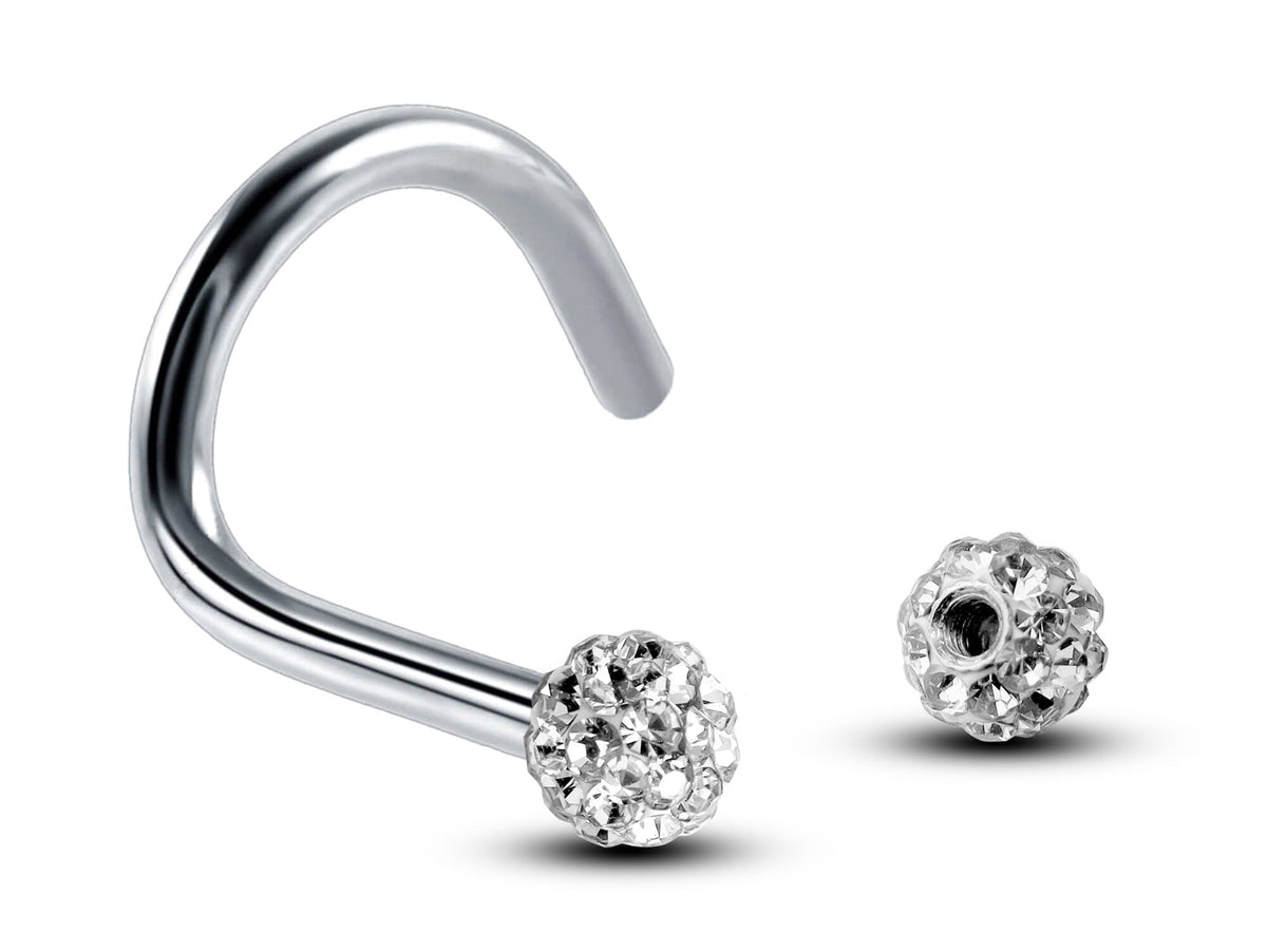 Ferido Crystal Nose Stud: Surgical Steel Nostril Screw Ring (18G, 16G)