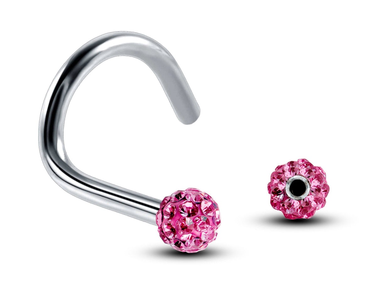 Ferido Crystal Nose Stud: Surgical Steel Nostril Screw Ring (18G, 16G)