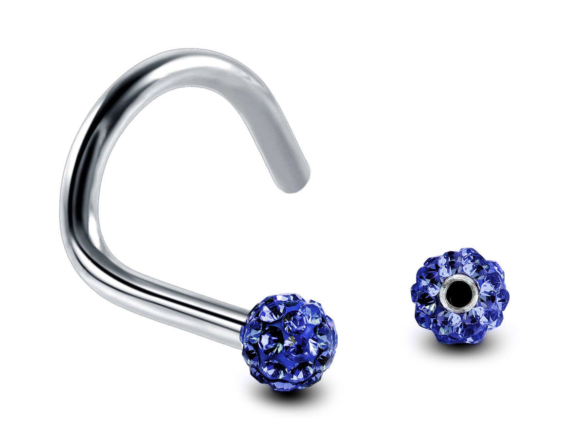 Ferido Crystal Nose Stud: Surgical Steel Nostril Screw Ring (18G, 16G)