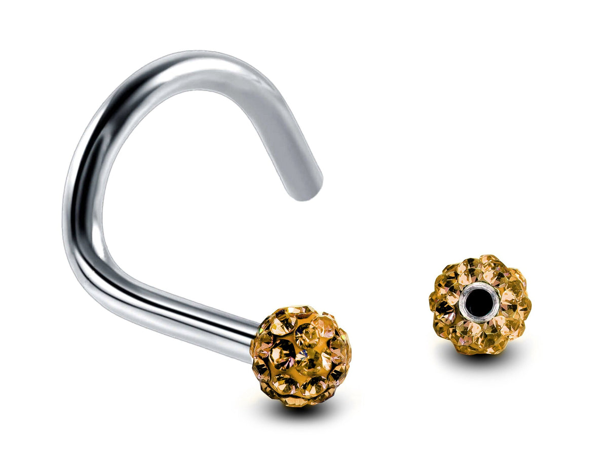 Ferido Crystal Nose Stud: Surgical Steel Nostril Screw Ring (18G, 16G)