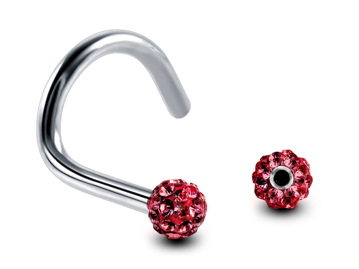 Ferido Crystal Nose Stud: Surgical Steel Nostril Screw Ring (18G, 16G)