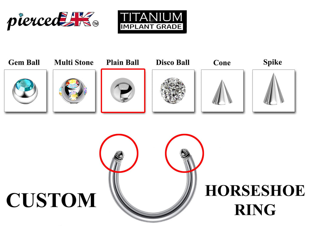 Titanium Horseshoe Nose Ring: Custom Barbell, 16g/14g