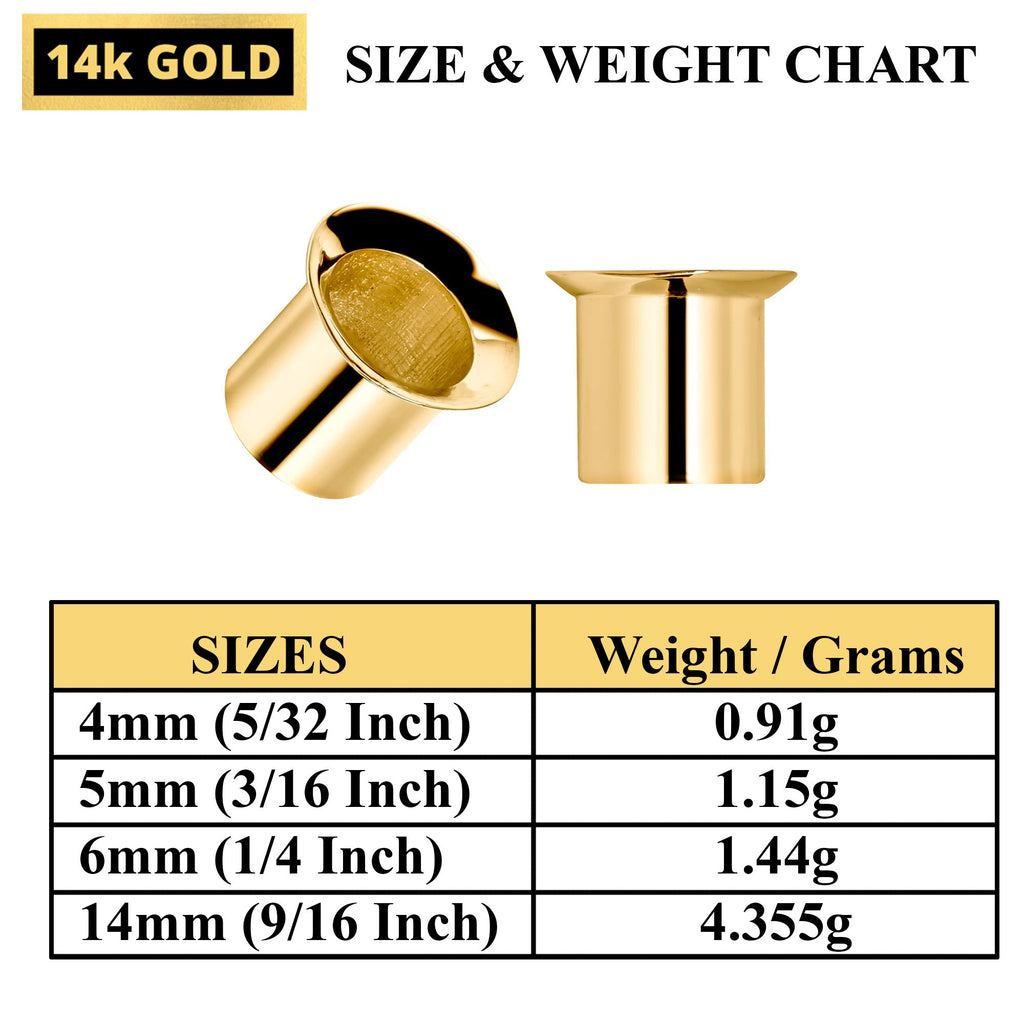 14K Solid Gold Single Flare Ear Plugs: Tunnel Stretcher