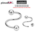 Titanium Spiral Barbell: Lip, Ear, Eyebrow Piercing (16g, 14g)