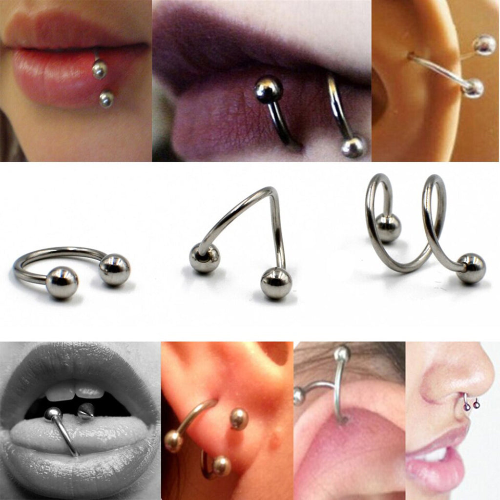 Titanium Spiral Barbell: Lip, Ear, Eyebrow Piercing (16g, 14g)