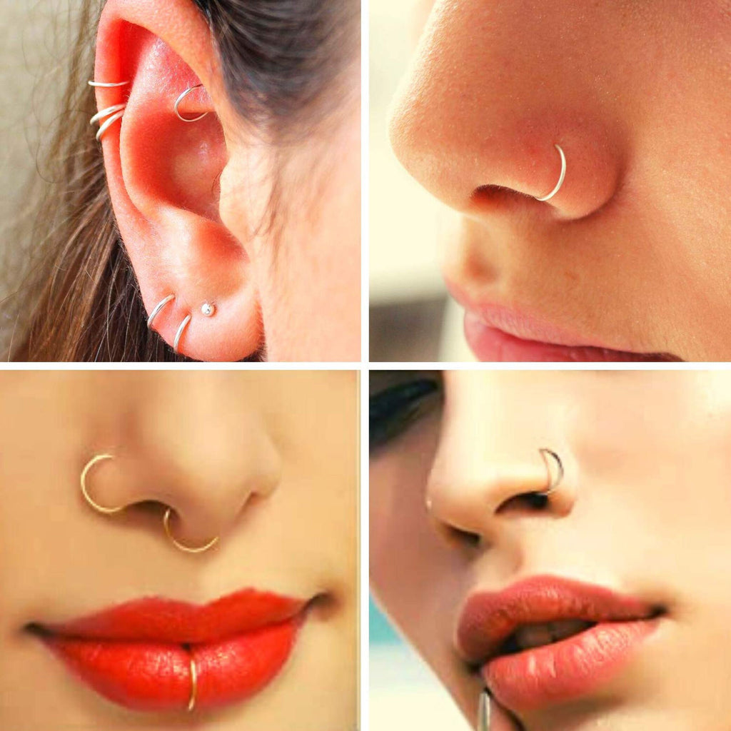 Surgical Steel Nose Ring Hoop: 20g 18g Helix Cartilage Earring
