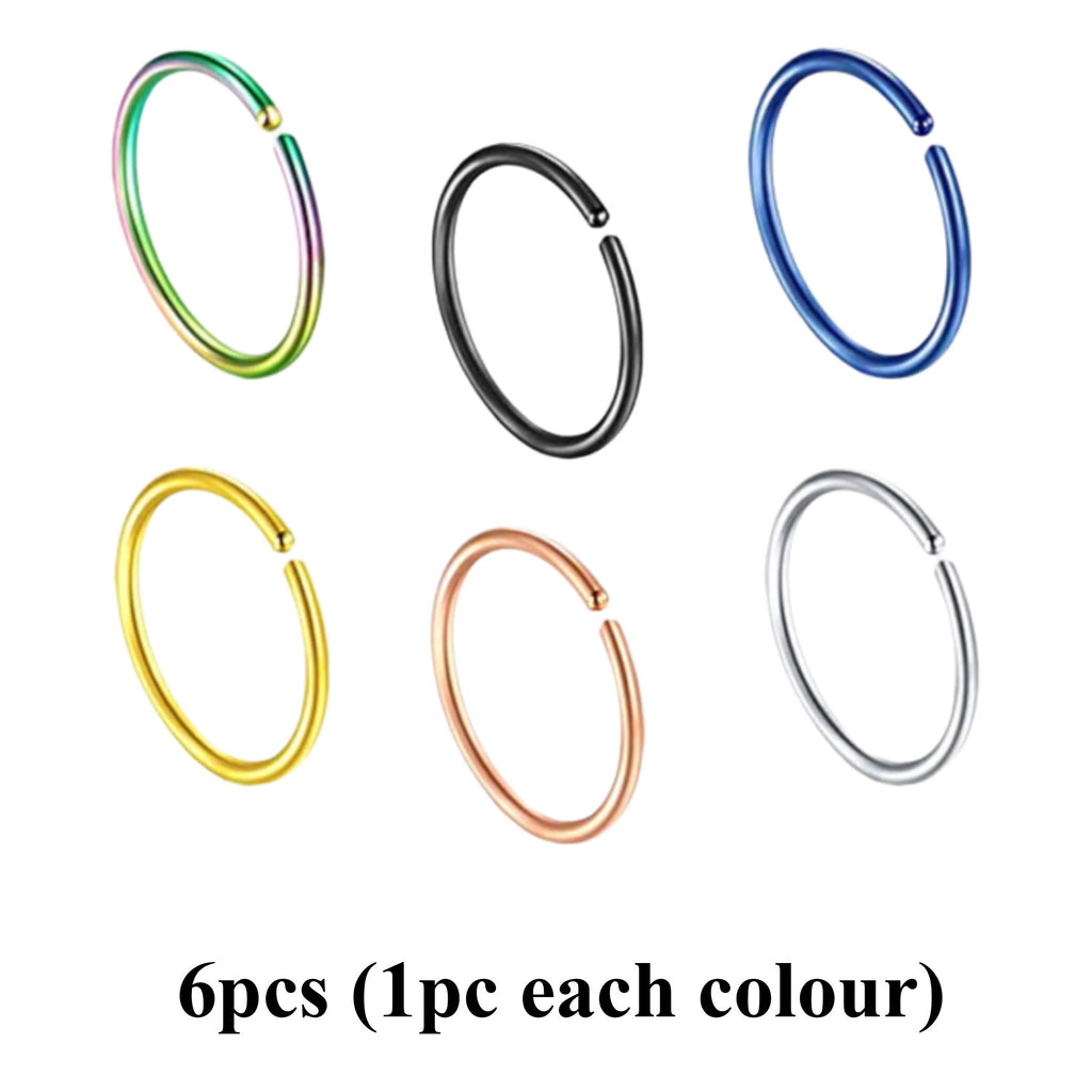 Surgical Steel Nose Ring Hoop: 18g/20g Piercing, Value Pack