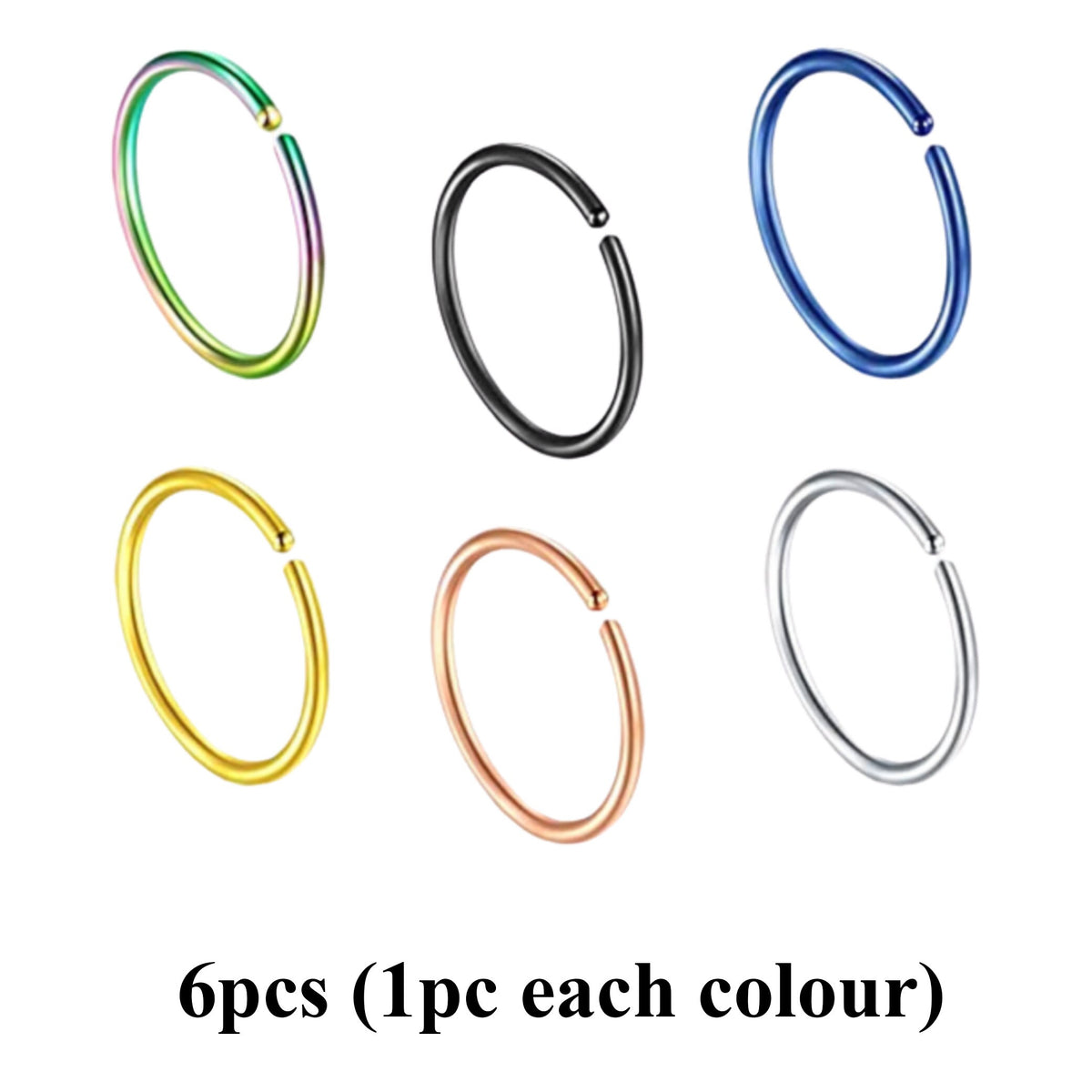 Surgical Steel Nose Ring Hoop: 18g/20g Piercing, Value Pack