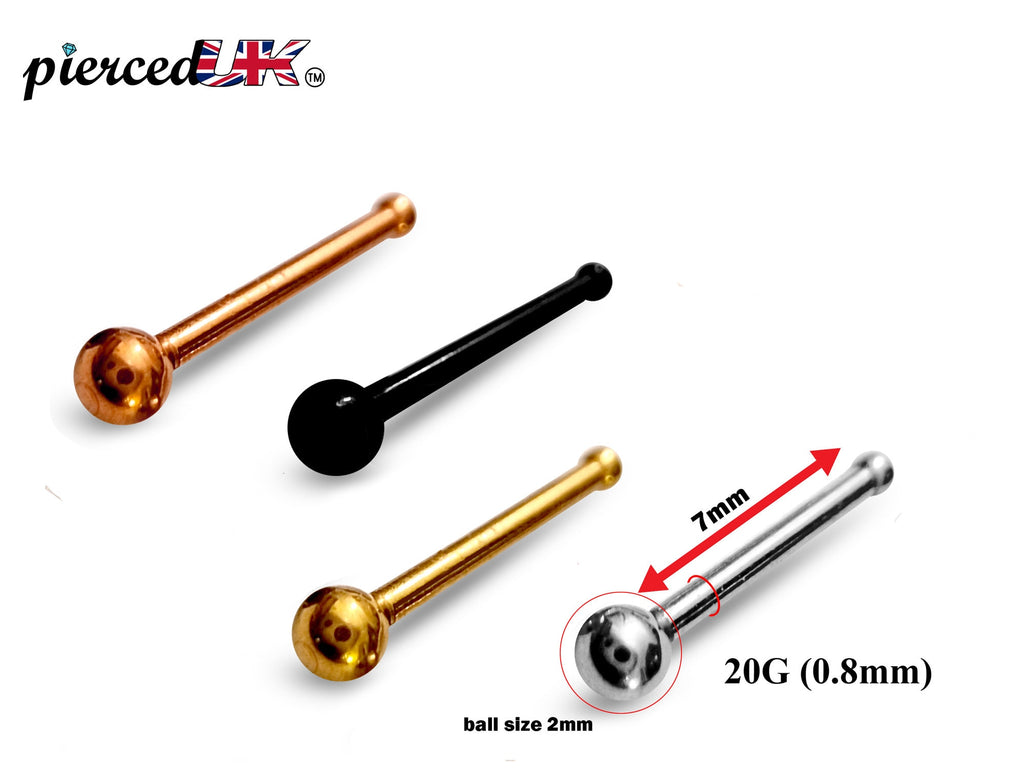 Surgical Steel Nose Bone Stud: 20G Round Nose Ring