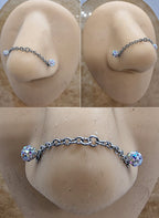Titanium Nose Chain: Disco Ball Crystal Nasallang Piercing