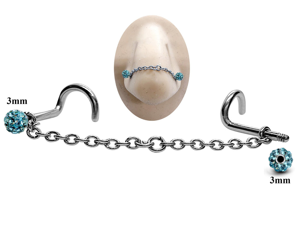 Titanium Nose Chain: Disco Ball Crystal Nasallang Piercing