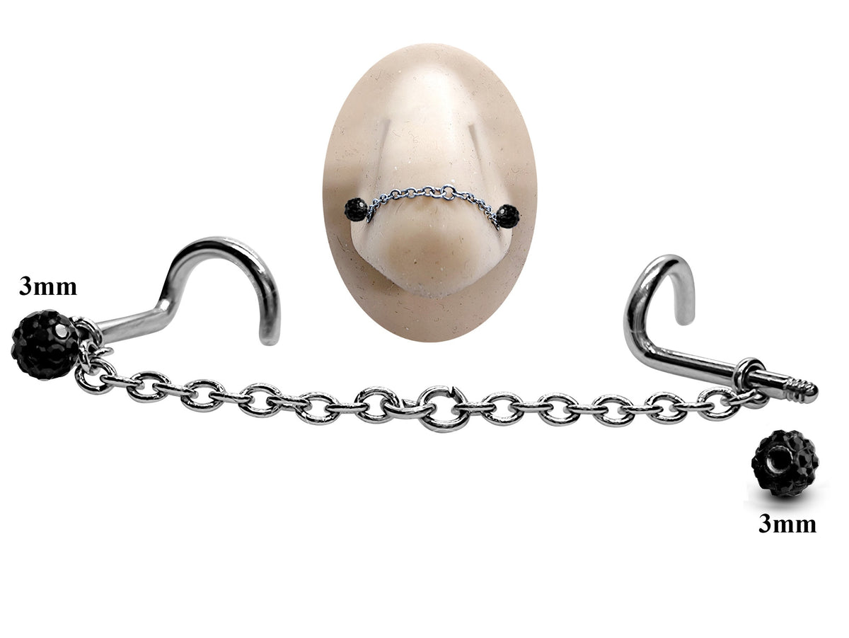 Titanium Nose Chain: Disco Ball Crystal Nasallang Piercing
