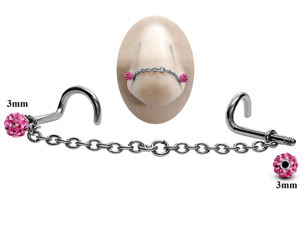 Titanium Nose Chain: Disco Ball Crystal Nasallang Piercing