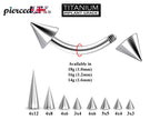 Curved Titanium Spike Barbell: 18g, 16g, 14g Piercing