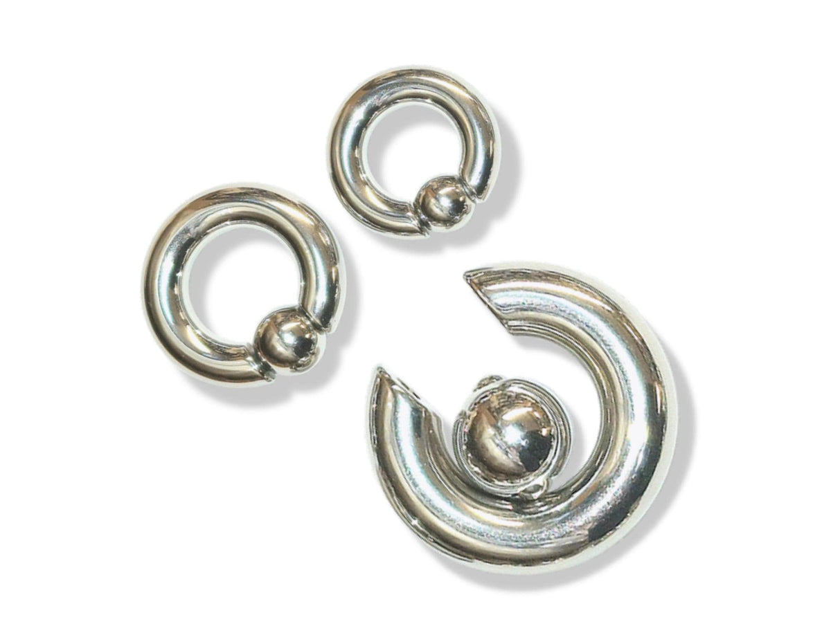 14K Gold, Prince Albert Piercing Jewelry Titanium Captive Bead Hoop CBR Large Size PA Ring Body Jewellery 2ga to 00ga sold as a single unit