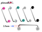 Dermal Piercing, Staple Barbell - Surface Barbell with Disco Ball Top Gem Multi Crystal