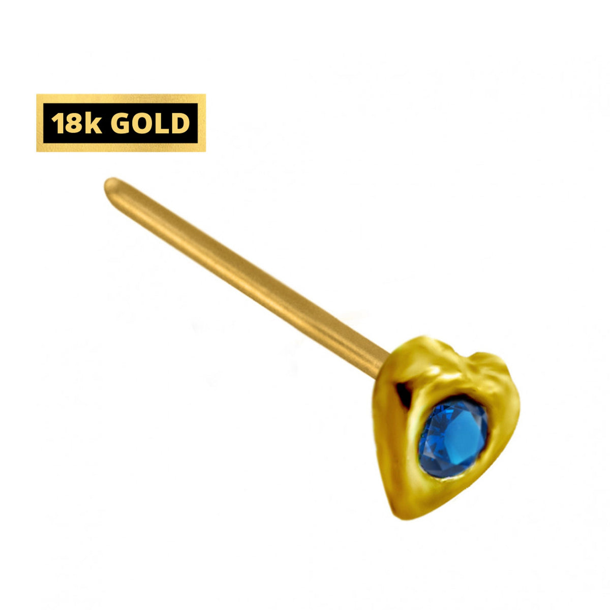 18K Solid Gold Nose Pin: Crystal Jewelry (23g)