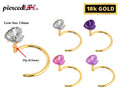18K Gold Nose Ring: Crystal Heart, 25g (0.5mm)