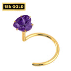 18K Gold Nose Ring: Crystal Heart, 25g (0.5mm)