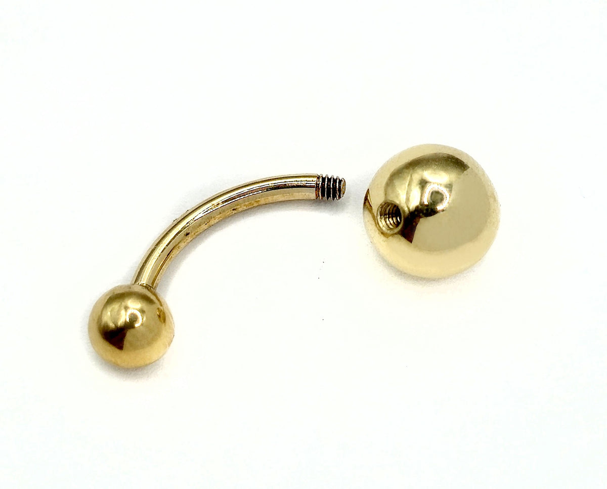 14K Solid Gold Belly Bar: 14G Navel Ring, 10mm Body Piercing