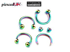 Rainbow Titanium Horseshoe Septum Ring: Circular Barbell (18g-14g)