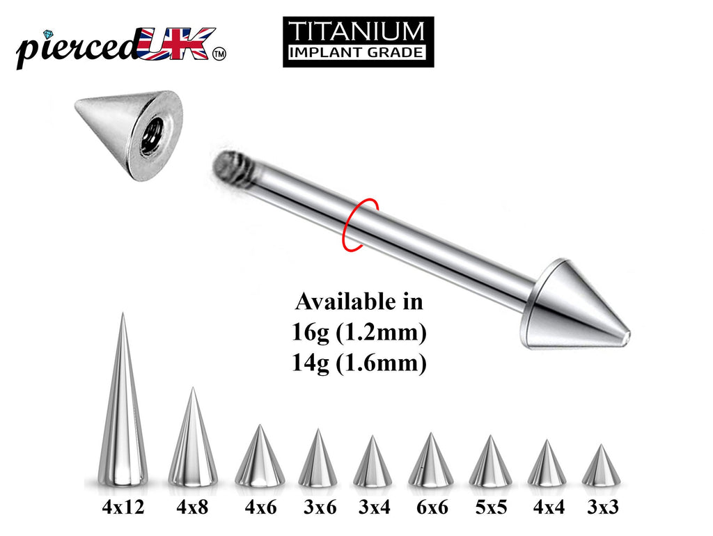 Titanium Spike Barbell: Industrial Piercing (16g, 14g)