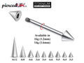Titanium Spike Barbell: Industrial Piercing (16g, 14g)