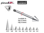 Titanium Spike Barbell: Industrial Piercing (16g, 14g)