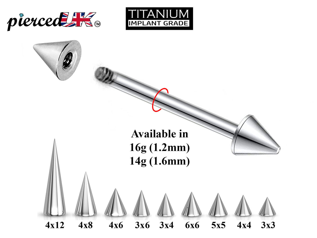 Titanium Spike Barbell: Industrial Piercing (16g, 14g)