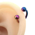 Rainbow Titanium Horseshoe Septum Ring: Circular Barbell (18g-14g)