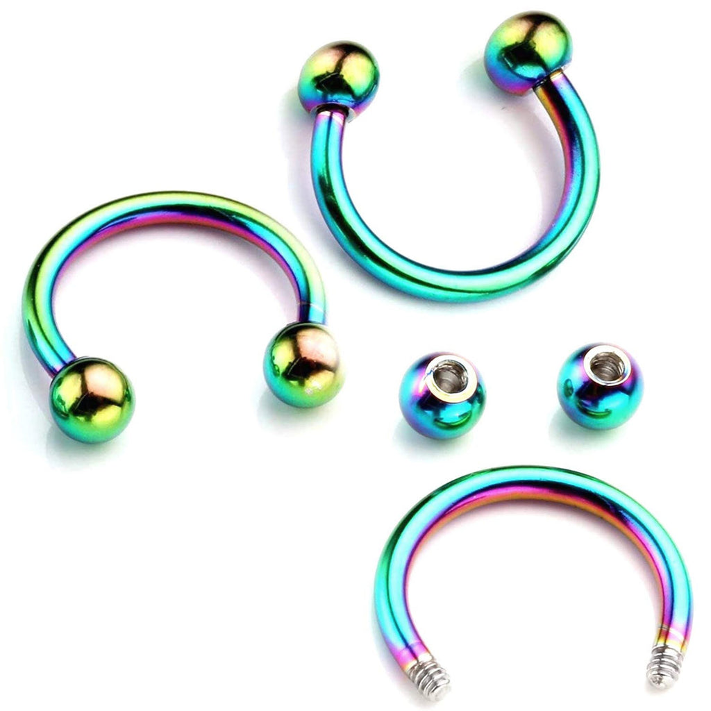 Rainbow Titanium Horseshoe Septum Ring: Circular Barbell (18g-14g)