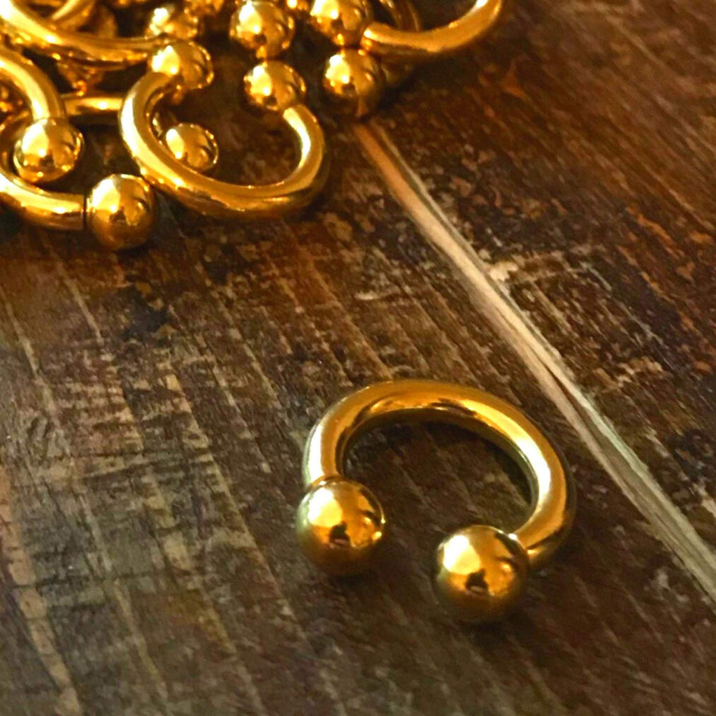 Gold Horseshoe Titanium Septum Ring: 6mm to 19mm