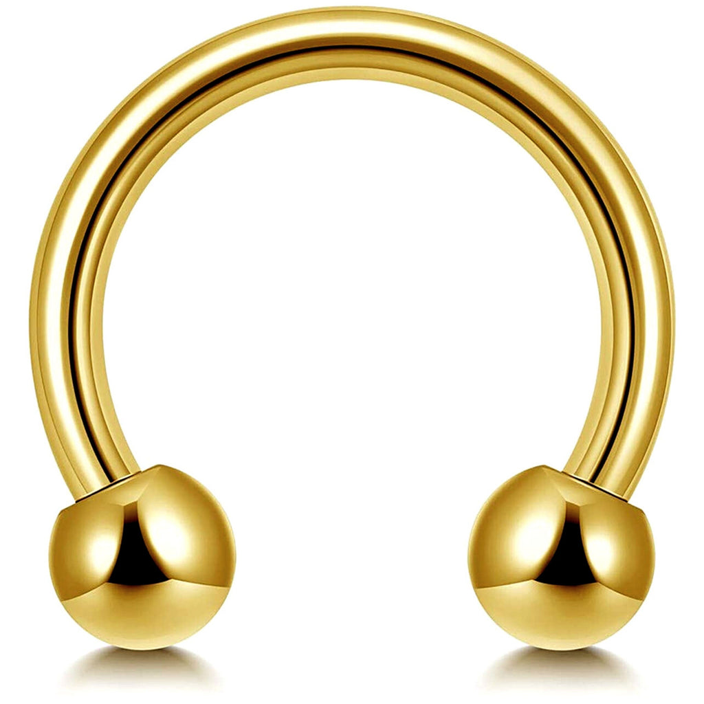 Gold Horseshoe Titanium Septum Ring: 6mm to 19mm